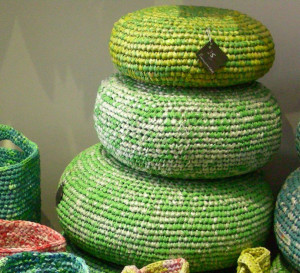 Crocheted plastic bag pillows