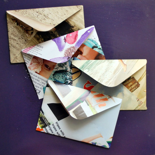 Creative ways to reuse things: Magazines to envelopes