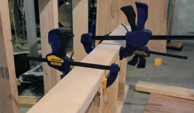 Clamps hold pieces together