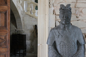 Statue in the entryway of the castle in Goult, France.