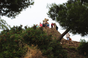 Looking up at the highest point in Park Güell