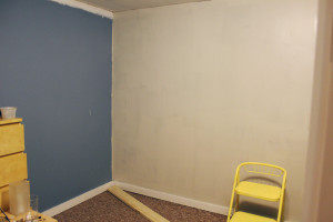 Wall painted and ready for the wardrobe